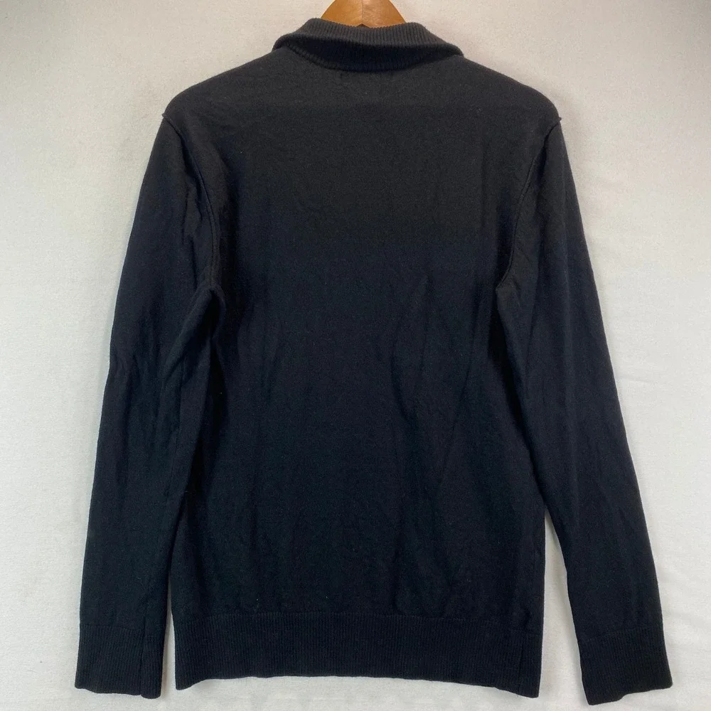 Banana Republic Extra Fine Merino Wool Quarter Zip Men L Black Utility Pocket